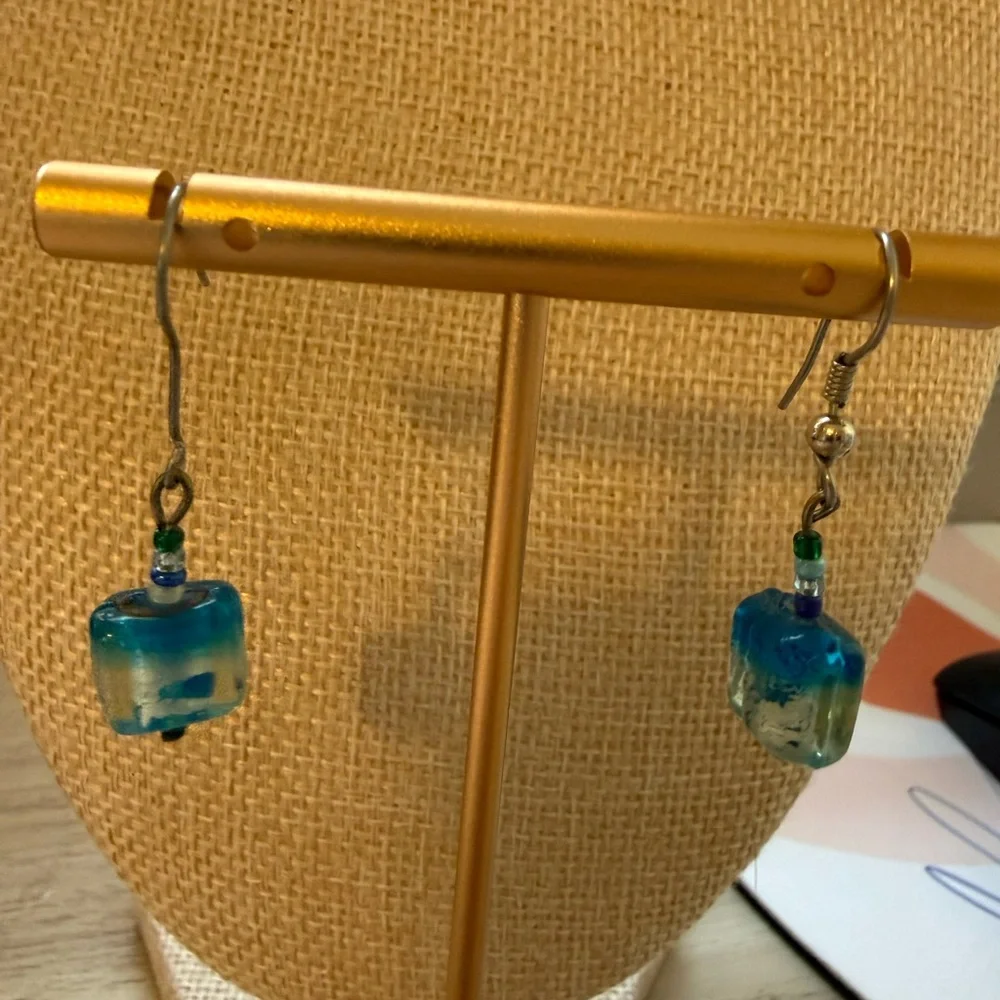 Elegant Blue‎ Glass Earrings